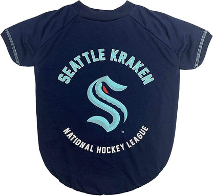 Dog TEE Shirt - NHL Seattle Kraken PET T-Shirt for Dogs & Cats, Size: Large. - Wrinkle-Free, Soft & Comfortable, Durable & Washable WAM Shirt Dress Outfit for Your Cute Puppy & Kitty!