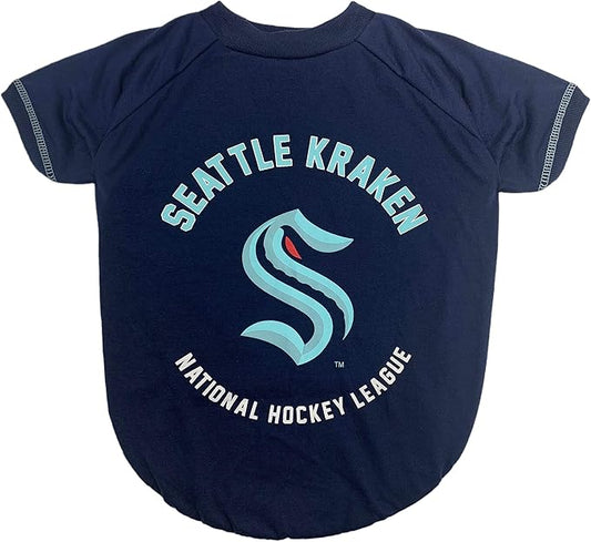 Pets First Dog TEE Shirt; NHL Seattle Kraken PET T-Shirt for Dogs & Cats, Size: Medium. Wrinkle-Free, Soft & Comfortable, Durable & Washable WAM Shirt Dress Outfit for Your Cute Puppy, Kitty, Dog, Cat