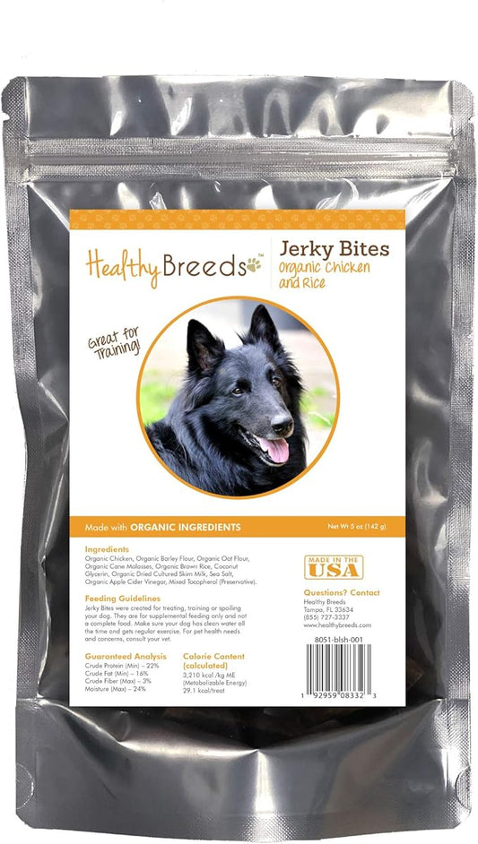 Healthy Breeds Belgian Sheepdog Jerky Bites Chicken & Rice Recipe Dog Treats 5 oz