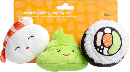 Pearhead Sushi Plush Toys, Durable Squeaky Dog Toy Set, Soft Chew Toys, Pet Owner Must Have Dog Accessory, Set of 3