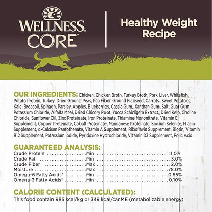 Wellness Natural Pet Food CORE Natural Wet Grain Free Canned Weight Management Dog Food, 12.5-Ounce Can (Pack of 12)