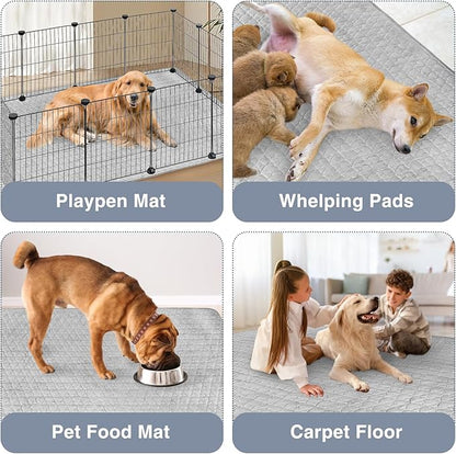 Fhiny Washable Pee Pads for Dogs, 43'' x 82'' Extra Large Reusable Puppy Pads Super Absorbent Dog Potty Pads Non-Slip Whelping Pads Leakproof Dog Training Mat for Playpen Crate Floor Sofa