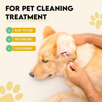 AnimoGoods™ 6 Inch Long Cotton Swabs for Dog Grooming - Eco-Friendly Q-Tips for Cats and Dogs - Dog Ear Cleaning Swabs - 100% Organic Bamboo and Cotton - 100pcs