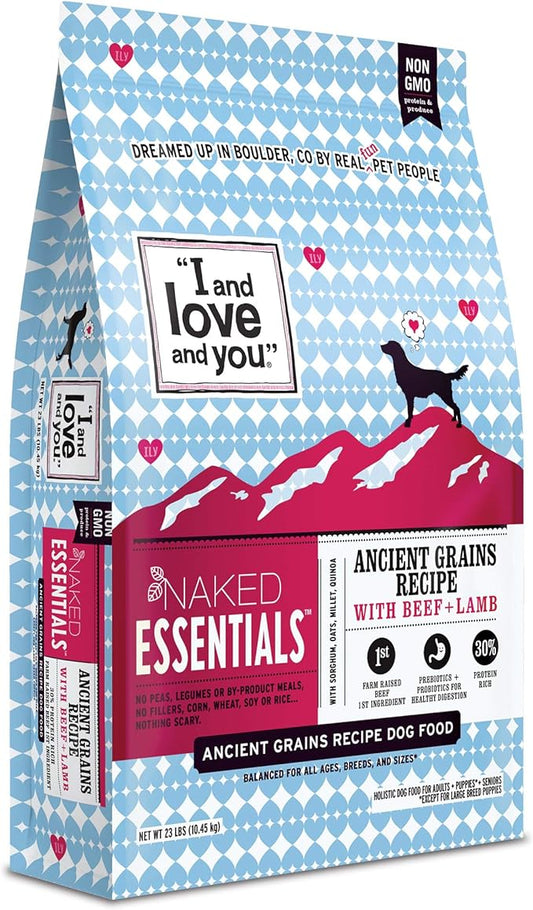 I and love and you Naked Essentials Ancient Grains Dry Dog Food - Lamb + Beef - High Protein, Real Meat, No Fillers, 23lb Bag