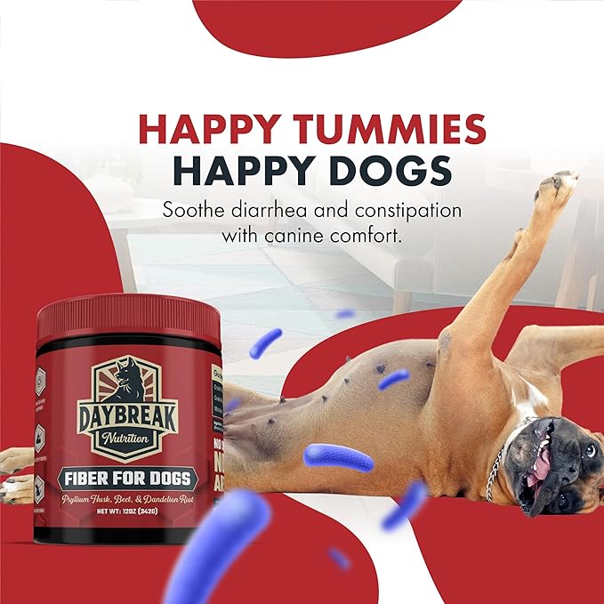 Fiber for Dogs Psyllium Husk, Beet Root, Dandelion Root, and Prebiotics to Aid in Relief from Diarrhea, Constipation, Anal Gland Issues, and Scoots