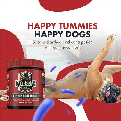 Fiber for Dogs Psyllium Husk, Beet Root, Dandelion Root, and Prebiotics to Aid in Relief from Diarrhea, Constipation, Anal Gland Issues, and Scoots
