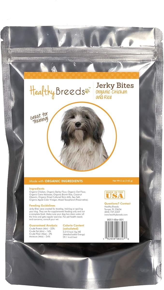 Healthy Breeds Tibetan Terrier Jerky Bites Chicken & Rice Recipe Dog Treats 5 oz