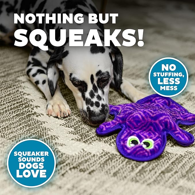 Outward Hound Durablez Tough Plush Squeaky Dog Toy, Gecko, Purple, Medium