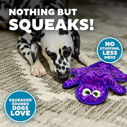 Outward Hound Durablez Tough Plush Squeaky Dog Toy, Gecko, Purple, Medium