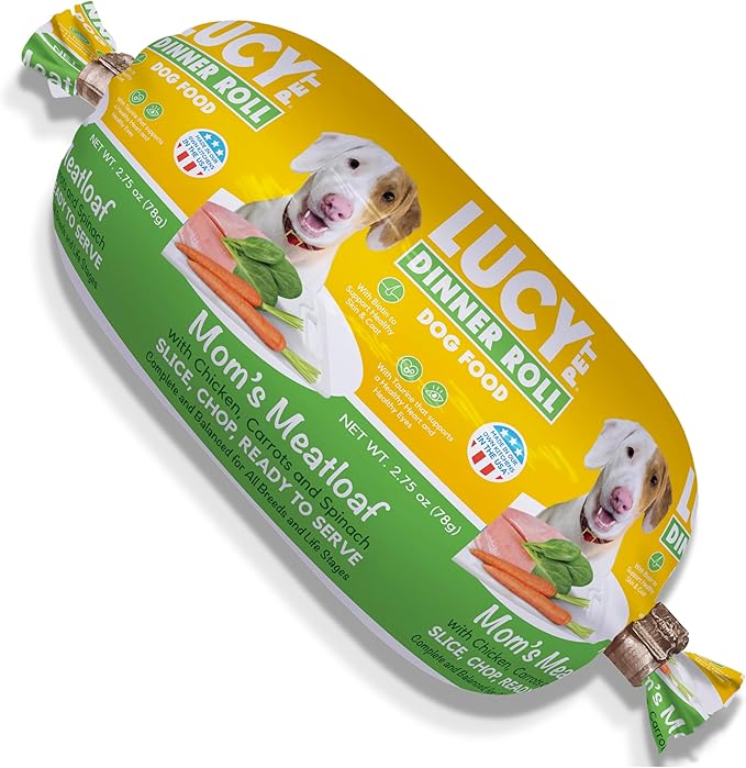 Lucy Pet Dinner Rolls-Mom's Meatloaf Chicken with Carrots and Spinach 2.75oz/36 ct. Box