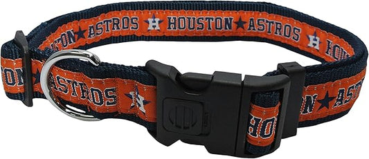 MLB Houston Astros Licensed PET COLLAR- Heavy-Duty, Strong, and Durable Dog Collar. Available in 29 Baseball Teams and 4 Sizes