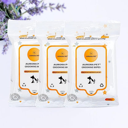 Wipes, 100% Natural Plant-Based Hypoallergenic Pet Grooming Wipes