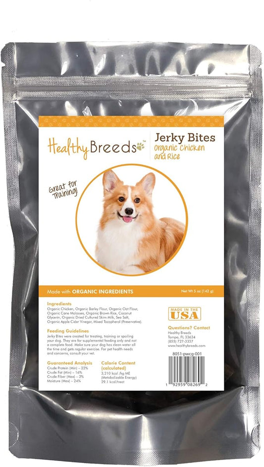 Healthy Breeds Pembroke Welsh Corgi Jerky Bites Chicken & Rice Recipe Dog Treats 5 oz