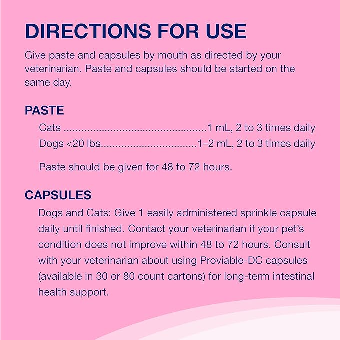 Nutramax Proviable Digestive Health Supplement Kit with Multi-Strain Probiotics and Prebiotics for Cats and Small Dogs, With 7-Strains of Bacteria, 15 mL Paste and 10 Capsules