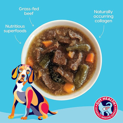 Solid Gold Bone Broth Stew - Dog Food Topper & Dog Treat Rich in Natural Collagen for Gut Health - Grain Free Formula Packed with Protein & Hearty Vegetables - Great for Picky Eaters - 6 Pack