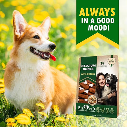 Dog Calcium Bones Wrapped Chicken & Rawhide Free Chew Treats - Pet Healthy Dried Snacks & Grain Free Meat - Bulk Best Chews for Christmas, Training Small & Large Dogs - Made for USA