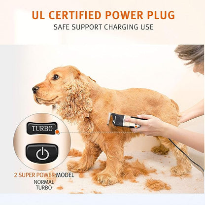 Gimars Cordless 3-Speed Dog Clippers with 6 in 1 4CR Stainless Steel Dog Grooming Scissors Kits, Low Noise Quiet Rechargeable Pets Hair Thick Coats Trimmers Dog Shaver Clippers Kit for Dogs Cats Pet