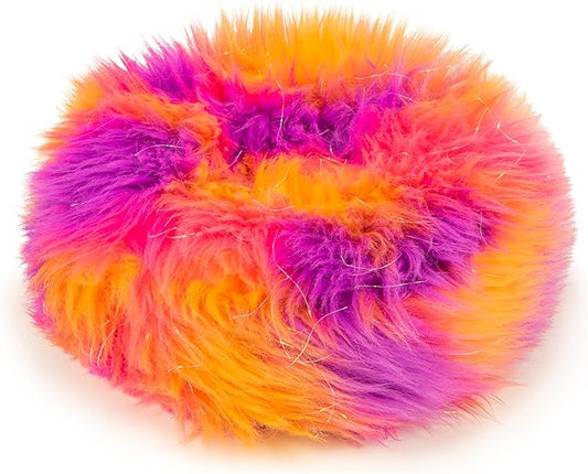goDog Furballz Ring Squeaky Plush Dog Toy, Chew Guard Technology - Warm Rainbow, Large