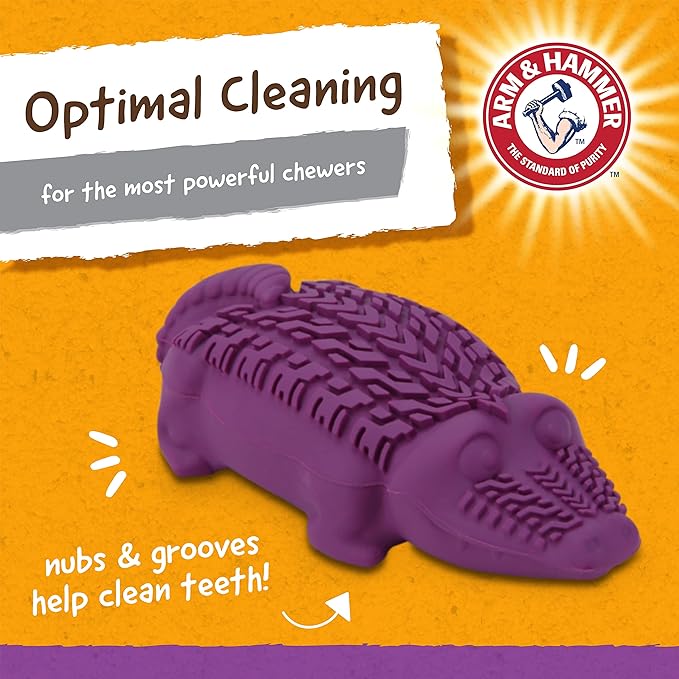 Arm & Hammer for Pets Super Treadz Mini Gator Dental Chew Toy for Dogs | Best Dental Dog Chew Toy | Dog Dental Chew Toys Reduce Plaque & Tartar Buildup Without Brushing | for Dogs up to 25 Lbs