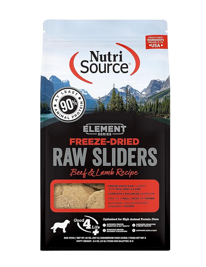 NutriSource Element Series Beef and Lamb Freeze Dried Raw Sliders, 20 Ounce (Pack of 1)