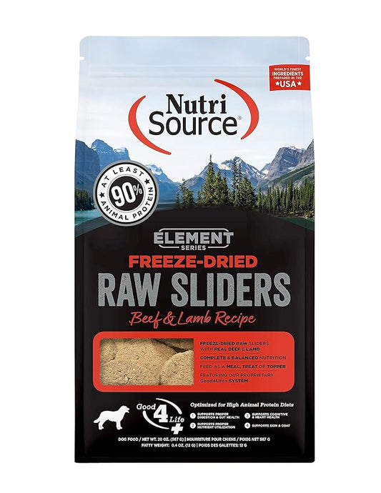 NutriSource Element Series Beef and Lamb Freeze Dried Raw Sliders, 20 Ounce (Pack of 1)