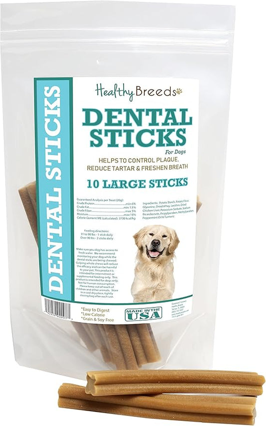 Healthy Breeds Golden Retriever Dental Sticks Large 10 Count