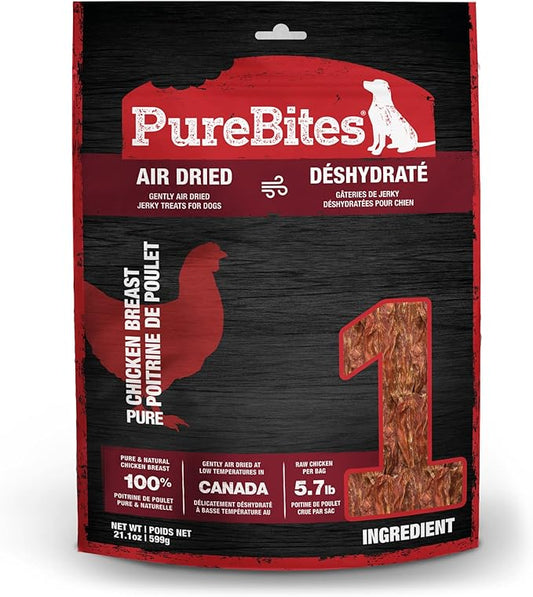 PureBites Chicken Jerky Dog Treats, 1 Ingredient, Made in Canada, 21.1oz
