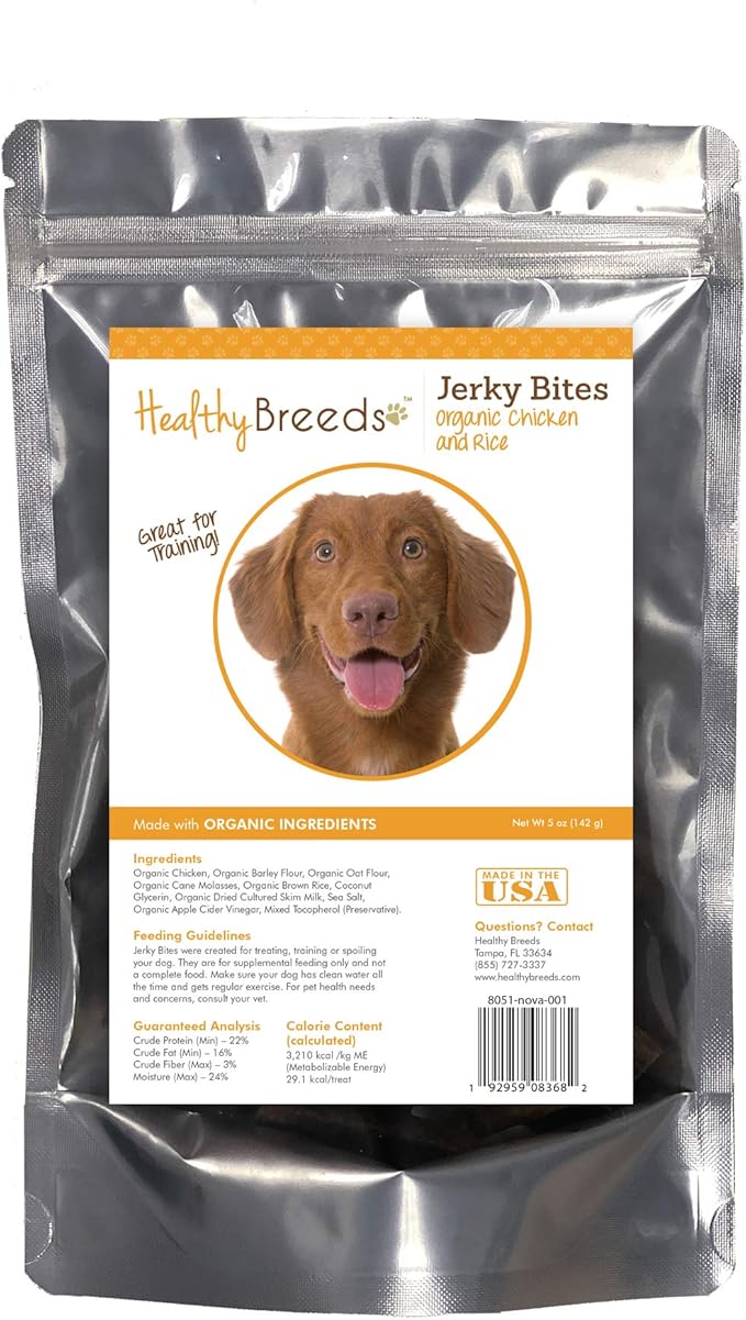 Healthy Breeds Nova Scotia Duck Tolling Retriever Jerky Bites Chicken & Rice Recipe Dog Treats 5 oz