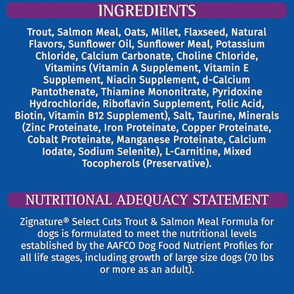 Zignature Select Cuts Trout & Salmon Formula Dry Dog Food 12.5lb