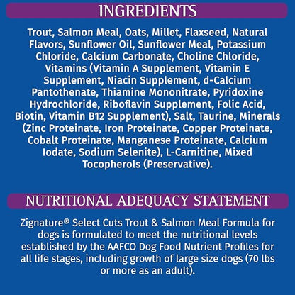 Zignature Select Cuts Trout & Salmon Formula Dry Dog Food 4lb