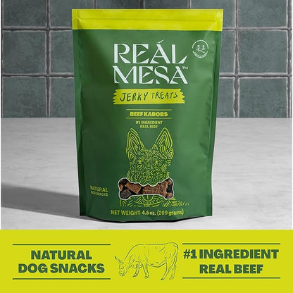 Real Mesa Beef Kabob Treats for Dogs - Dog Jerky - All-Natural, High-Protein Beef Dog Treats - Delicious & Healthy Dog Beef Jerky Snacks (4.5oz)