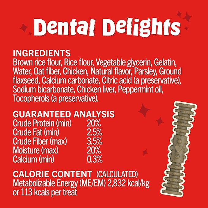 Stella & Chewy's Dental Delights with Freeze-Dried Chicken - Small Dental Treats for Dogs, Single Serve
