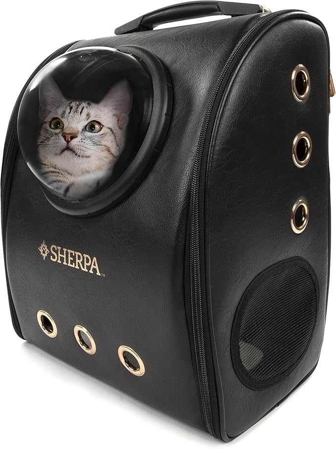 Sherpa Cat Travel Backpack with Bubble View, Airline Approved - Black, One Size
