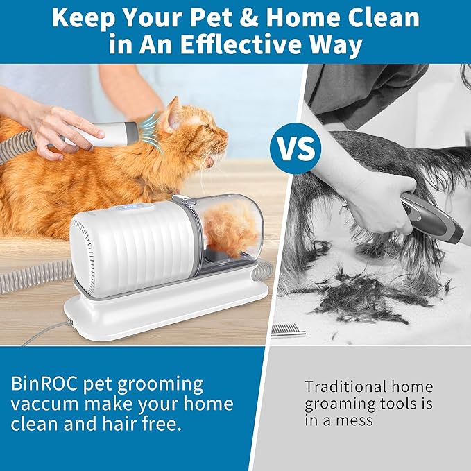 Dog Grooming Vacuum Kit: Pet Grooming Kit for Shedding, 16000PA Powerful Suction 99% Pet Hair, 1.5L Dust Cup and Low Noise Dog Clippers Tools with 4 Combs