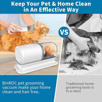 Dog Grooming Vacuum Kit: Pet Grooming Kit for Shedding, 16000PA Powerful Suction 99% Pet Hair, 1.5L Dust Cup and Low Noise Dog Clippers Tools with 4 Combs