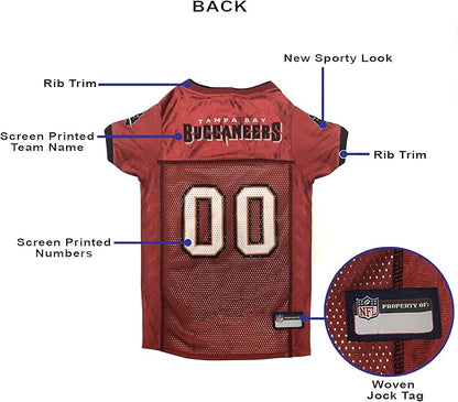 NFL Tampa Bay Buccaneers Dog Jersey, Size: Medium. Best Football Jersey Costume for Dogs & Cats. Licensed Jersey Shirt