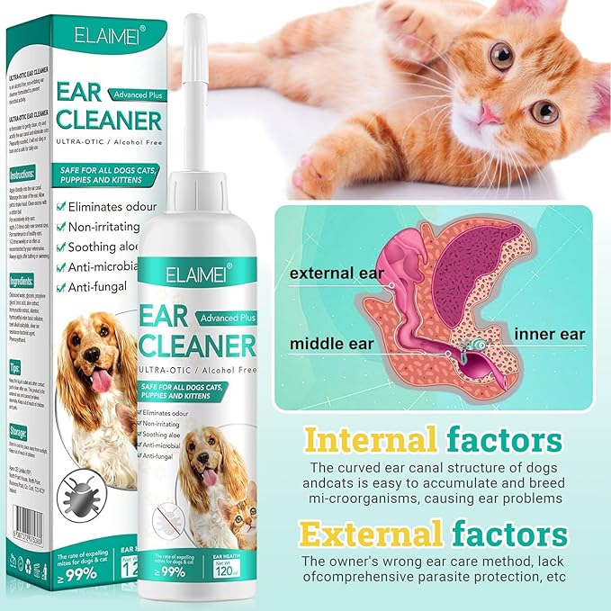 Dog Ear Cleaner, Removal Ear Powder for Pets Dog Ear Yeast Infection Treatment for Puppy Cats Dogs Cleans & Remove Odors