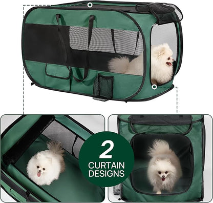 Love's cabin 36in Portable Upgrade Large Dog Bed - Pop Up Dog Kennel, Indoor Outdoor Crate for Pets, Portable Car Seat Kennel, Cat Bed Collection, Olive-Green