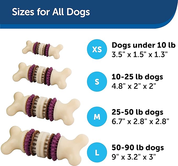 PetSafe Busy Buddy Bristle Bone - Treat-Holding Toy for Dogs - Treat Rings Included - Treats Thoroughly Mixed During Bake to Prevent Choking - Rigorously Tested Ingredients - Purple, Small