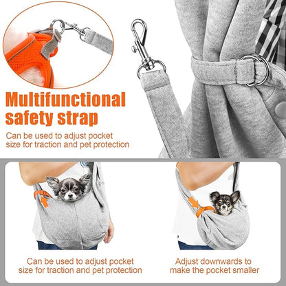 Tomkas Dog Sling Carrier for Small Dogs Puppy Carrier for Small Dogs (Grey, S - Adjustable Strap)