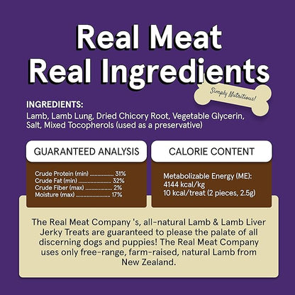 Real Meat Dog Treats - Two 12oz Bag of Bite-Sized Air-Dried Lamb & Liver Jerky for Dogs - Grain-Free Jerky Dog Treats Made up of 95% Human-Grade, Free-Range, Grass Fed Lamb - All-Natural Dog Treats