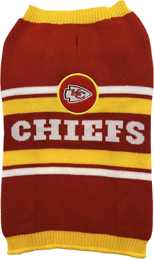 Pets First NFL Kansas City Chiefs Dog Sweater, Size Extra Large. Warm and Cozy Knit Pet Sweater with NFL Team Logo, Best Puppy Sweater for Large and Small Dogs, Team Color (KCC-4179-XL)