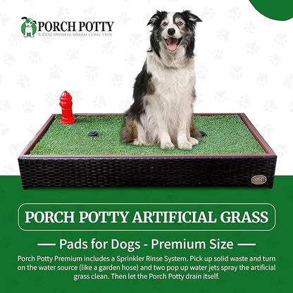 Porch Potty Artificial Grass for Dogs with Sprinkler - Top of The line Premium Quality 26x50x7 Reusable Potty Training Pads for Dogs - Washable Pee Pad for Dogs - Instant Drainage - 4x2 Ft Grass Area