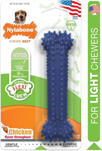 Nylabone Flexi Chew Moderate Textured Dental Chew Toy for Dogs, Chicken Flavor, Medium/Wolf (1 Count)