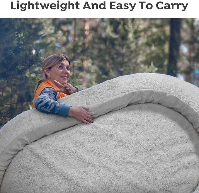 Veehoo Inflatable Human Dog Bed, Giant Human Sized Dog Bed, Soft Fur Oval Nap Bean Bag Bed for Adults, Kids and Pets, Multifunctional Extra Large Pet Bed for Indoor and Outdoor, Medium, CWW2403