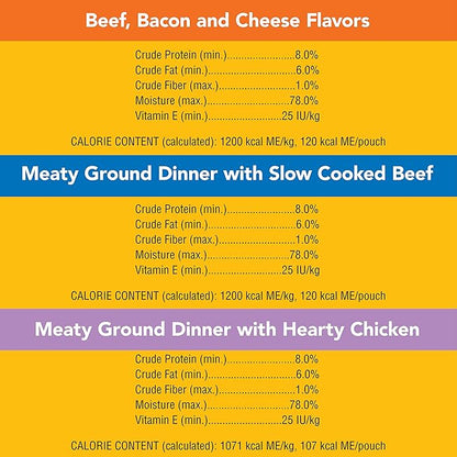 PEDIGREE CHOPPED GROUND DINNER Adult Soft Wet Dog Food Variety Pack, 3.5 Ounce (Pack of 18)