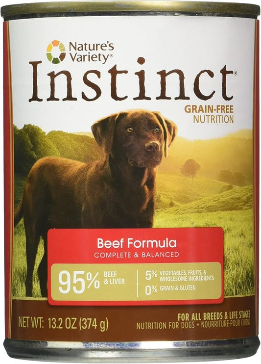 Nature's Variety Instinct, Grain-Free Canned Dog Food, Beef, 13.2 Ounces (Single Can)