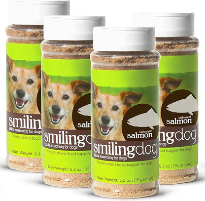 Herbsmith Kibble Seasoning – Freeze Dried Raw Salmon – DIY Raw Coated Kibble Mixer - Dog Food Topper for Picky Eaters, 6.2 oz [Bundle x4]