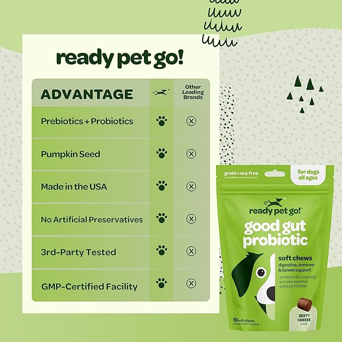 Probiotic Chews for Dogs Gut Health | Tasty Pro and Prebiotics for Dogs Digestive Health Immunity Itchy Skin & Seasonal Allergy Support with Pumpkin Dog Probiotics and Digestive Enzymes | 90 Chews