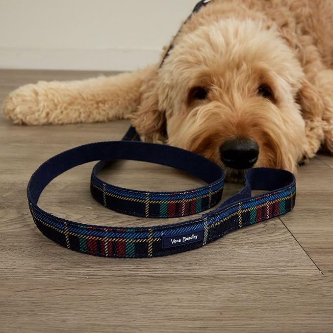 Vera Bradley Women's Recycled Lighten Up Water-repellent Pet Leash, Tartan Plaid, Large